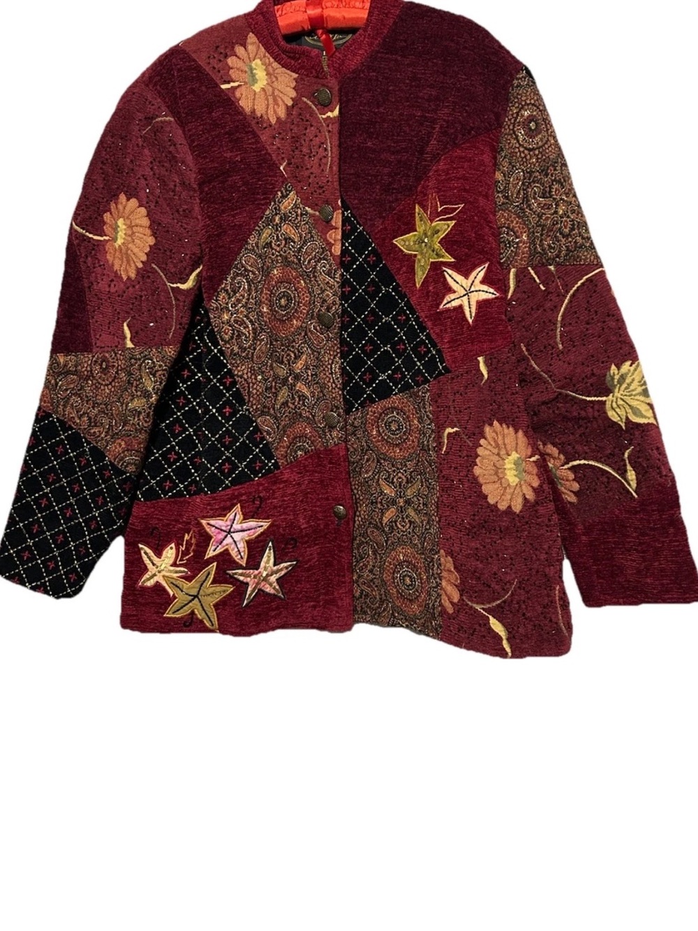 Alex Kim Jacket 1X Beautiful Embroidered Beaded Patchwork Chenille Brocade